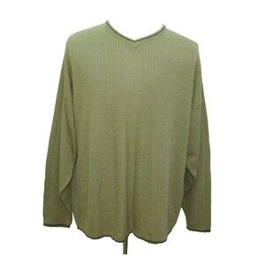 Fiesole Italian Wool Blend Sweater Mens Size XL Brown Long Sleeve V-Neck Italy